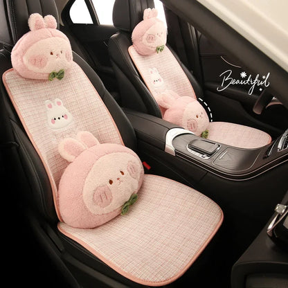 Bear Plush Seat Cushion Cover Universal Skin-Friendly Cute Soft Car Pillow Case Autumn Winter Decorative Seat Accessories