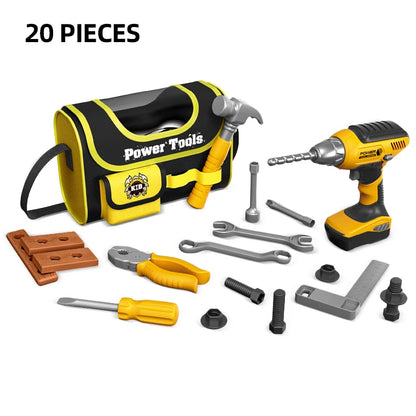 Children's Tool Set with Electric Toy Drill Kids Power Construction Toy Pretend Play Toy Tools Kit for Toddler Boys Girls Kid