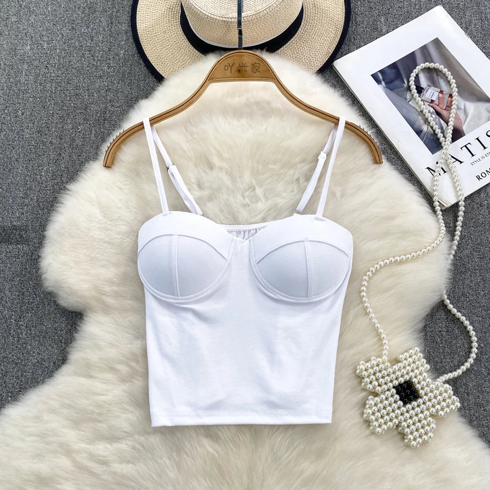 Sexy Fashion Design Camisole Tank Top Women Slim Fit Outerwear Spicy Base Shirt Sexy Backless Vest Short Straight Cut Bodycon