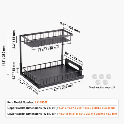 SucceBuy 2Tier Pull Out Cabinet Organizer Under Sink Organizer Slide Out Drawer Cabinet Organizer Sliding Storage Shelf