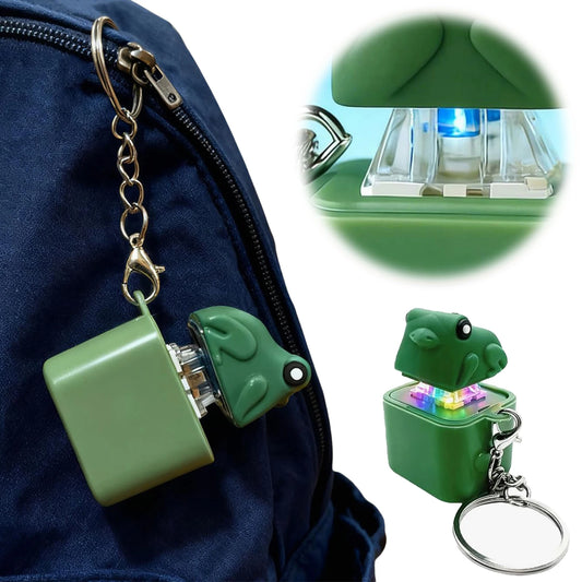Rechargeable Frog Croaking Fidget Toy with Sound and Lights Portable Click Button Keychain for Kids Boys Girls Gift