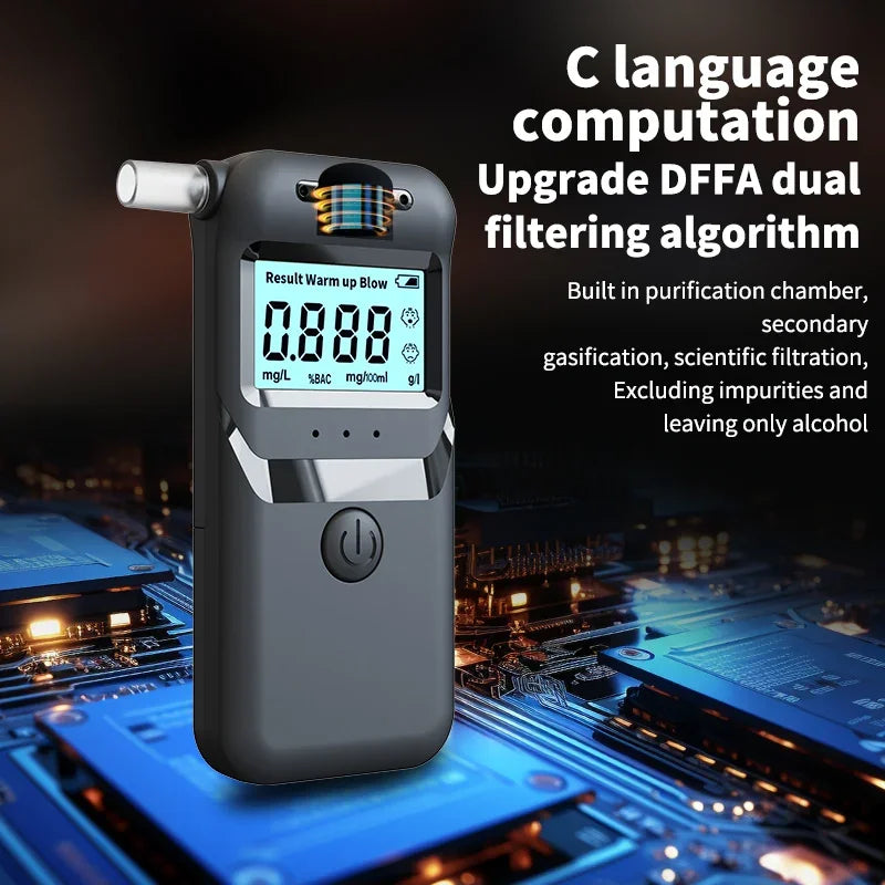Portable Breath Alcohol Tester Professional Breathalyzers High-Accuracy Alcohol Test Tools with LCD Digital Analyzer Device