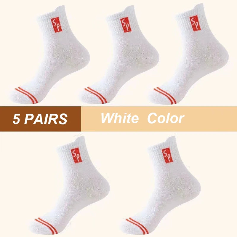 5Pair New Men's Sports Socks Cotton High Quality Casual Business Walk Socks Spring Autumn Fashion For Men Size EU38-45
