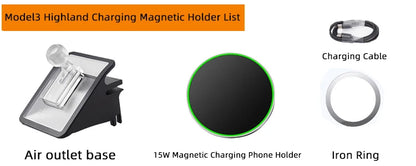 Car Phone Holder Mount for Tesla Model Y Junipe Model3 Highland Cold air low Temperature Charg Magnetic Car Phone Support Frame