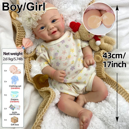 Full Body Silicone Reborn Baby Weighted Realistic Newborn Girl/Boy Hand Painted Art Doll Anatomically Correct Washable Baby Gift