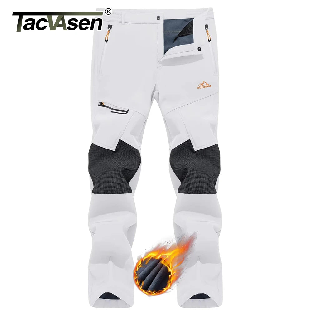 TACVASEN Winter Men's Hiking Pants Warm Thermal Fleece Lined Windproof Outdoors Working Fishing Camping Mountain Ski Pants