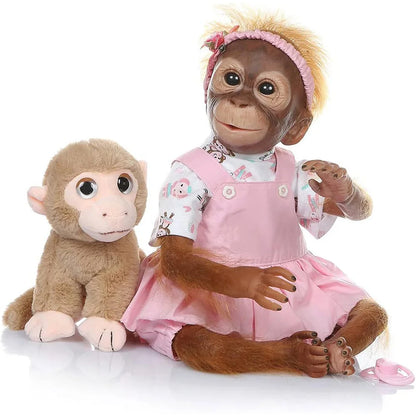 50cm Lifelike Monkey Doll Silicone Vinyl Reborn Baby Ape Newborn Like Real Orangutan Toddler Realistic Babies Dolls Kids Toy