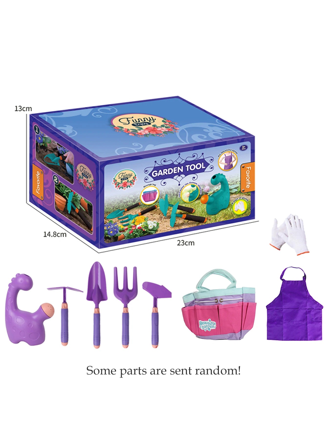 Gardening Tool Set Toys for Kids, Children's Outdoor Garden Beach Cart Apron Glove Plant Flowers Tools Gifts for Boys and Girls