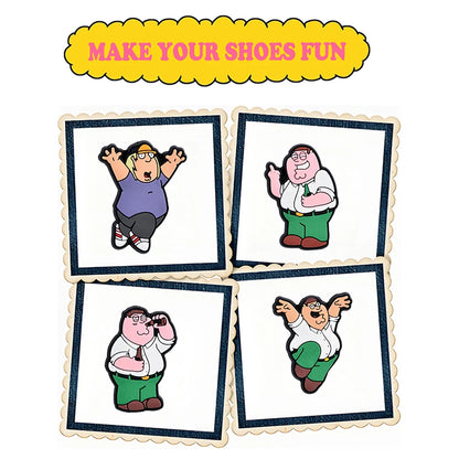 17-100pcs Cartoon Family Guy Shoe Charms For Slides Sandals, PVC Shoe Decorations Accessories For Christmas Gift Party Favor