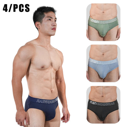 4pcs Mens Briefs Underpants Loose Plus Size Briefs Mid Waist Black Gray Sports Underwear Heavyweight Boys Breathable Panties 6XL