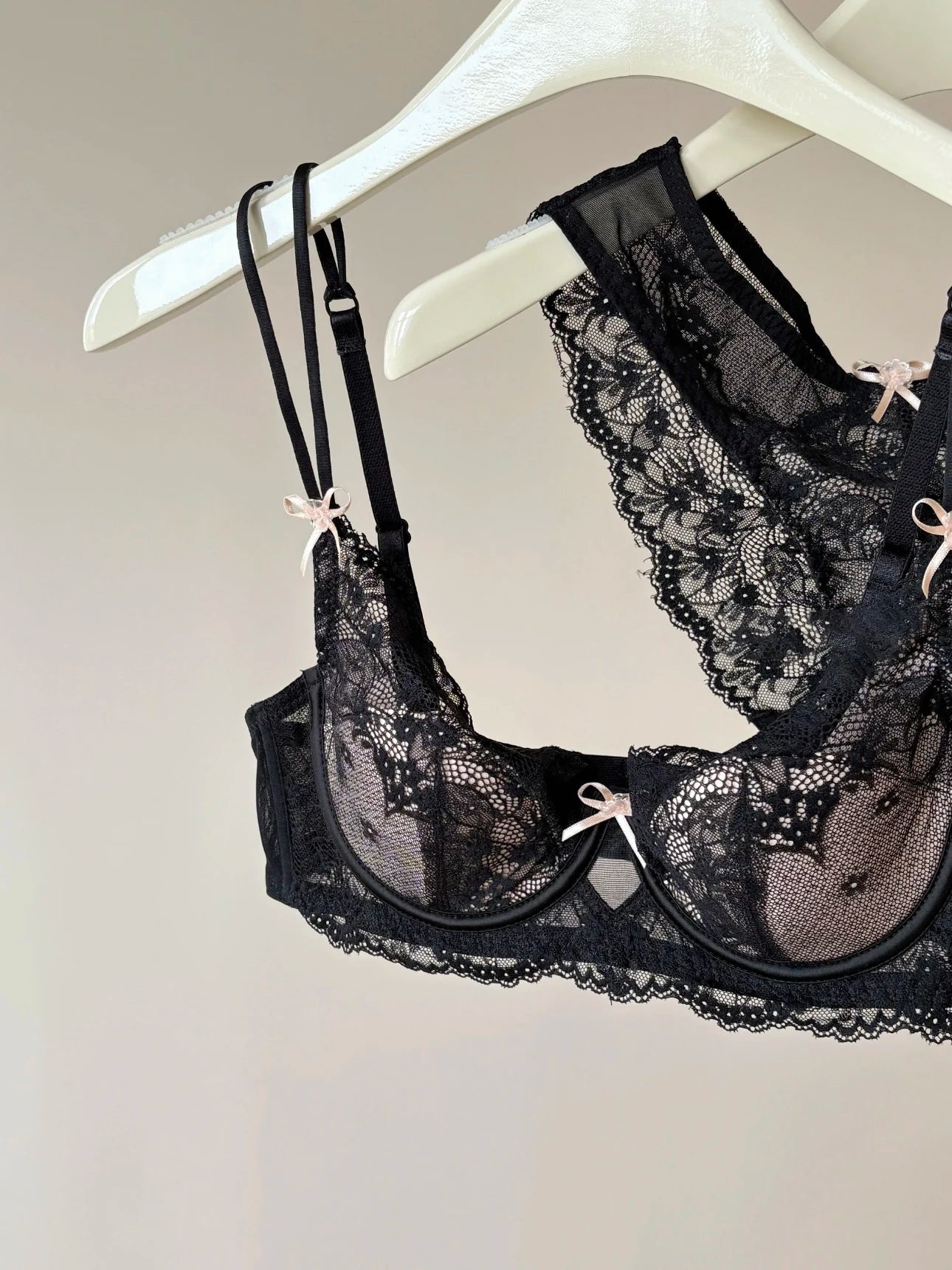 French Style Women's Minimizer Bra Sexy Lingerie Set Large Breast Support Half Cup Soft Underwire Anti Sagging Comfort Thin Bras