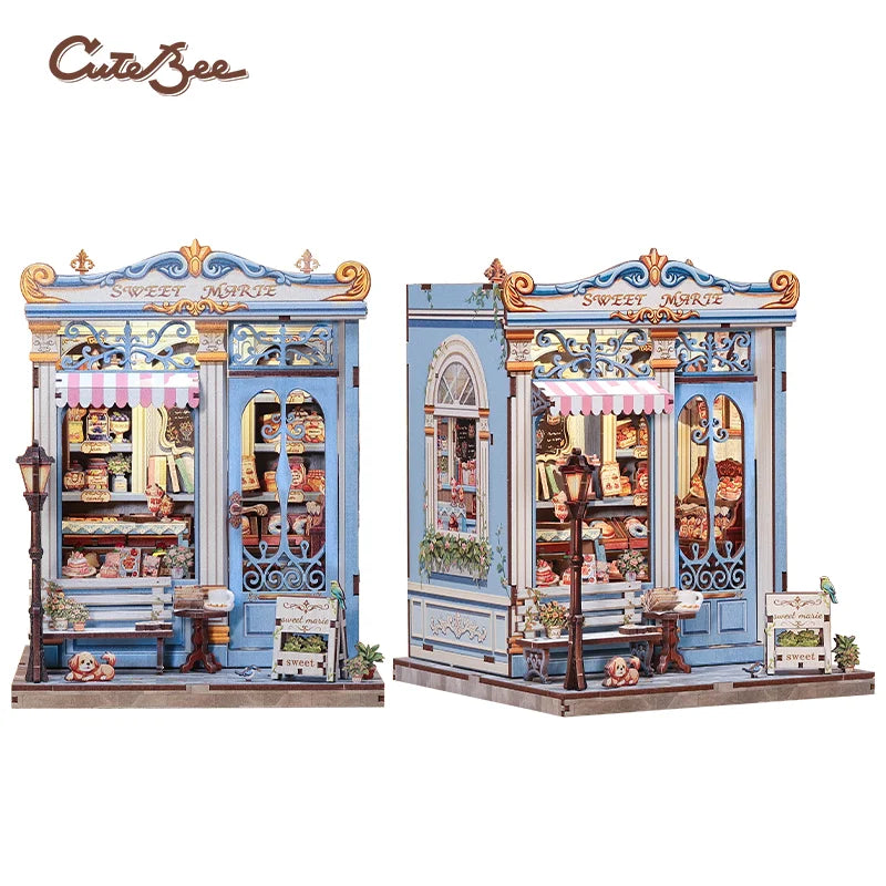 CUTEBEE Book Nook Kit 3D Wooden Puzzle DIY Bookend Insert Model Building Kit Laser Cut Precision Pieces for Home Decor Office