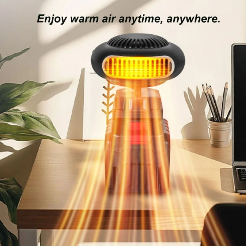 Portable Cordless Heater Fan For Car Defogging Office Indoor Use Battery Powered Quiet Space Warmer