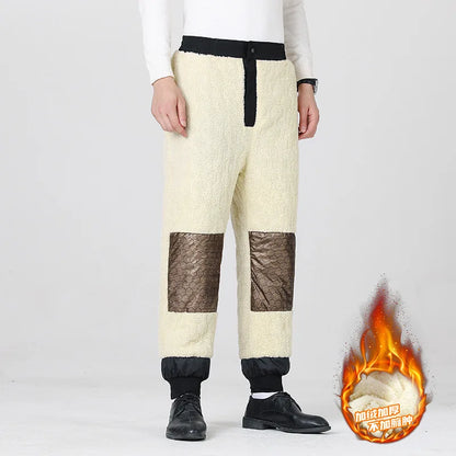 Men's Fleece Winter Pants Sherpa Lined Active Jogger Sweatpants Drawstring Elastic Windbreaker Hiking Trousers Plus Size 8XL