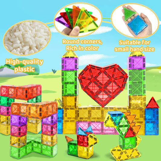 30/50/100 Magnetic Tiles Enhance Hands-On Ability and Creativity, Youth Education Puzzle Collage, Random Color Birthday Gift