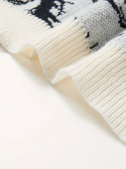 Fall/Winter Men's Jacquard Knit Sweater with Long Sleeves Anti-loose Thread Sweater Fashion Casual Homewear Pullover Trendy Patt