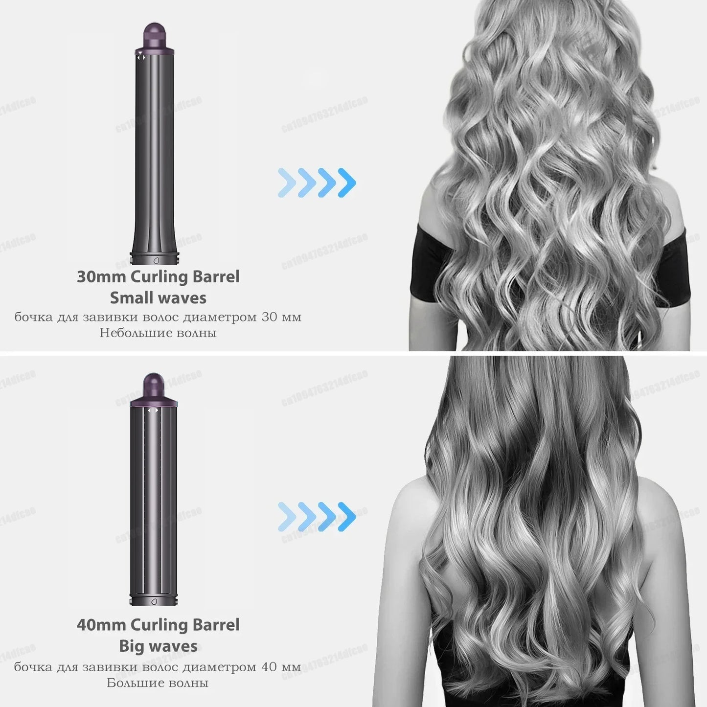 220V Hair Curler 6In1 Multi Hair Styler Curling Iron Hot Air Brush 20/30mm Auto-Curling Barrel Soft Straightening Brush HairDrye