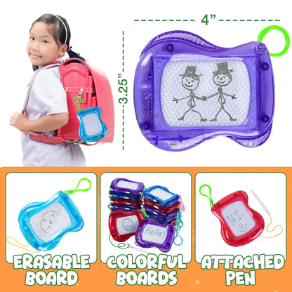 2-60 pcs Mini Magnetic Drawing Board for Kids  Backpack Keychain Clip Drawing Boards, Erasable Doodle Sketch Writing Pad