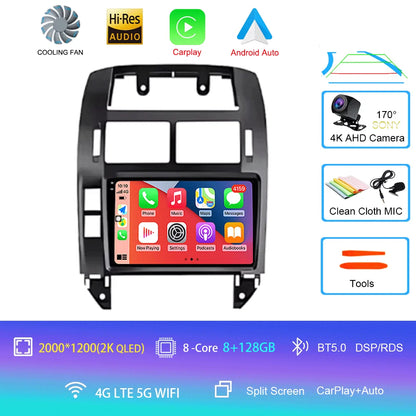 For Volkswagen VW Polo MK4 6Q 9N 9N3 2004- 2009 Car Radio Android 16 Auto Multimedia Video Player GPS Carplay QLED Screen Stereo