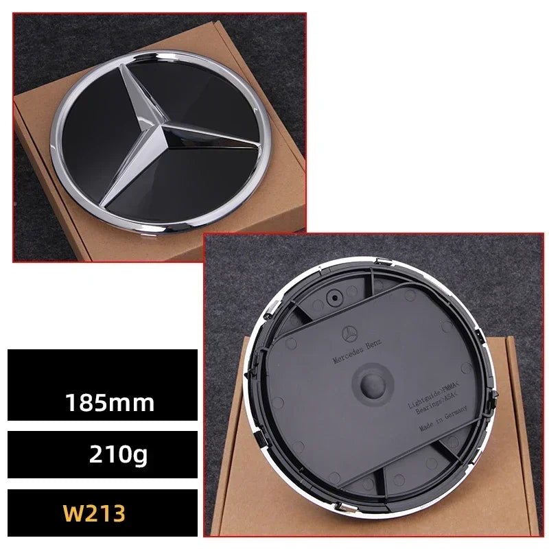 Car Front Grille Emblem Star Badge  Logo Chrome black Silver 3D Mirror Mercedes Benz Amg W205 W204 W253 W213 W206 W166 gle glc
