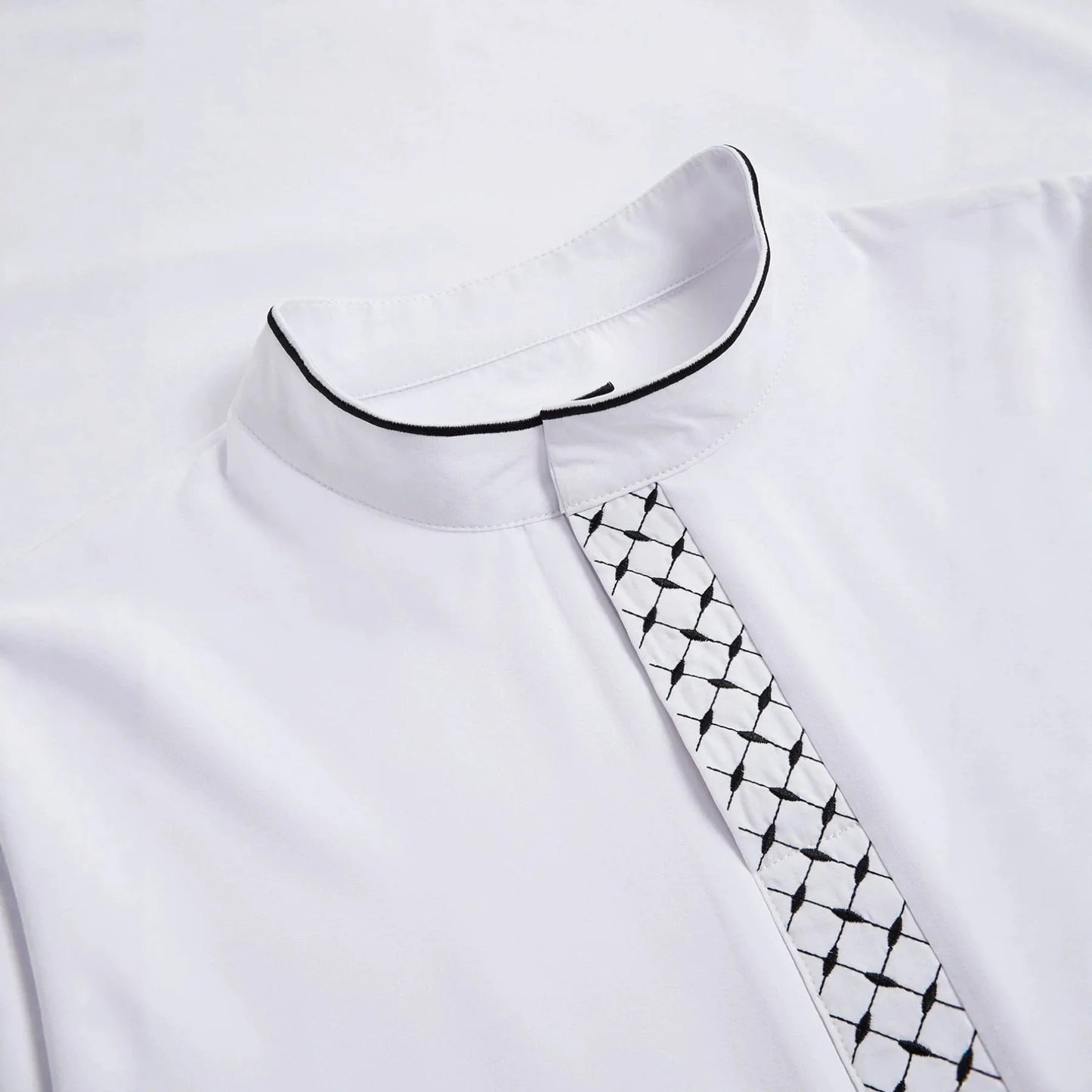New Men's White Loose-fitting Embroidered Casual Stand-up Collar Style Long Dress Robe Abaya Ramadan Dubai Luxury Islam Elegant