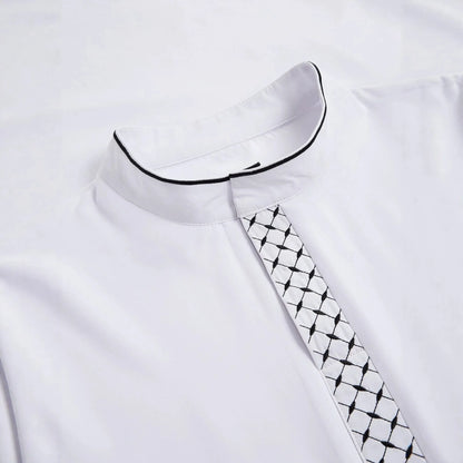 New Men's White Loose-fitting Embroidered Casual Stand-up Collar Style Long Dress Robe Abaya Ramadan Dubai Luxury Islam Elegant