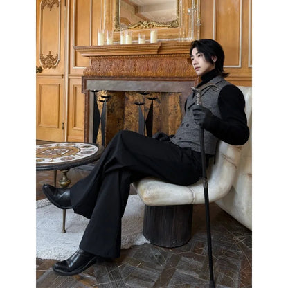 High Quality Men Stacked Wool Suit Vest Slim Retro Gentleman Dress