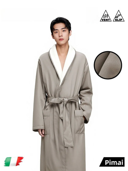 PinkBread Coral Fleece Thickened Warm Hooded Couples Sleep Robe Men's Bathrobe Luxury Home Clothes Winter Season Polyester Fiber