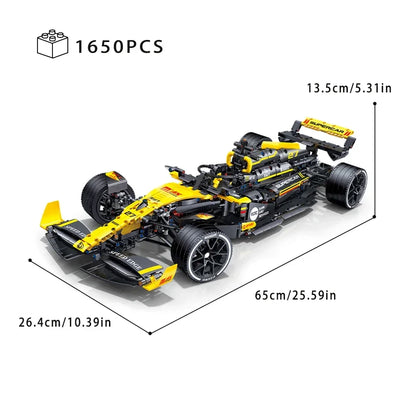 1:8 Technical JKC7205 Racing Driver 27 Building Block Supercar Remote Control Lighting Racing Renault F1 Toy Kids Gift