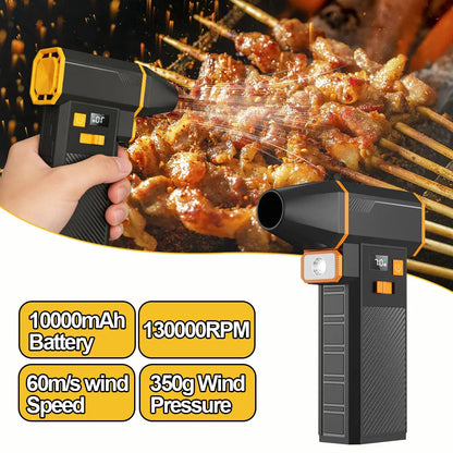 Turbo Jet Fan Electric Air Duster 10000mAh High-Speed Blower 130000RPM for Car PC Home Cleaning Powerful Portable Dryer Tool
