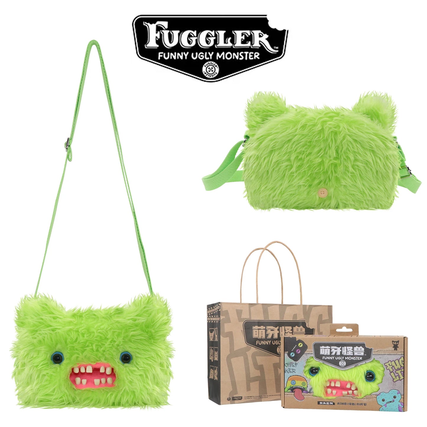 Fugglers Ugly Tooth Monster Fluffy Crossbody Bags Cute Fugg Plush Purse Shoulder Backpack Wallet Girls Boys Cartoon Animal 22CM