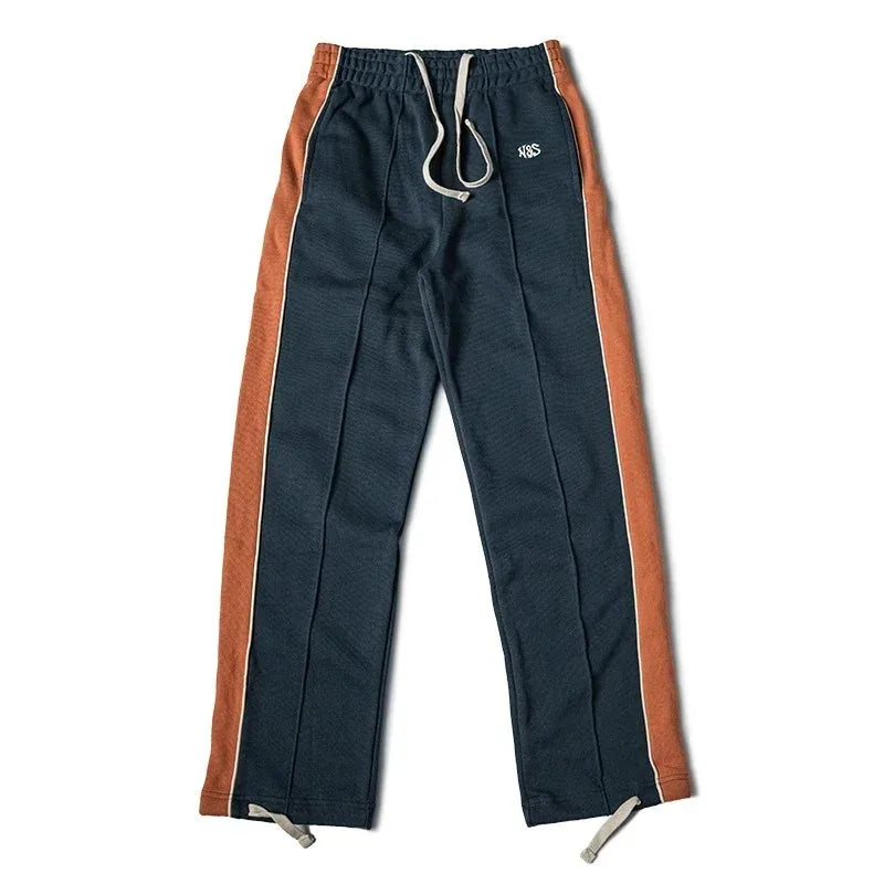 Non Stock 80s Old School Style Two-Tone Sweatpants Mens Cotton Jogging Trousers Streetwear Tracksuits