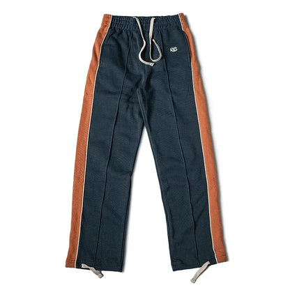 Non Stock 80s Old School Style Two-Tone Sweatpants Mens Cotton Jogging Trousers Streetwear Tracksuits
