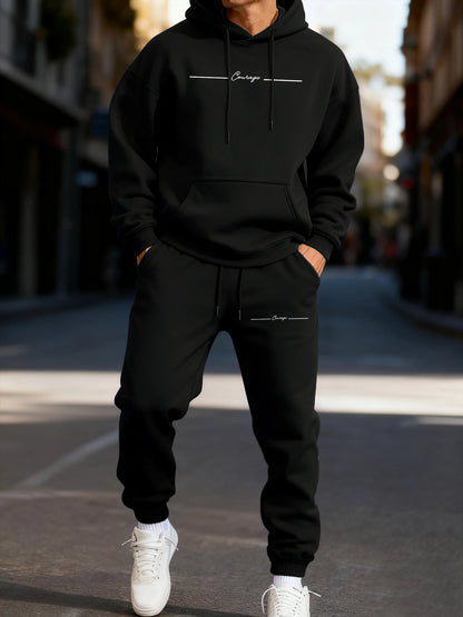 Courage Simple Line Printed Men'S Hoodie Set Street Couple'S Two Pices Sets Comfortable Fashion Streetwear Jogging Loose Hoodies