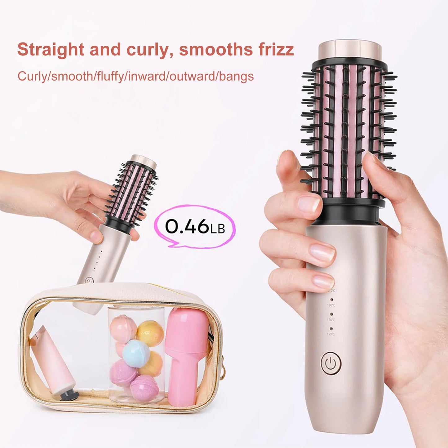 Cordless Hair Straightening Comb Curling Wand USB Charging Curling and Straightening Multi-speed Temperature Adjustment