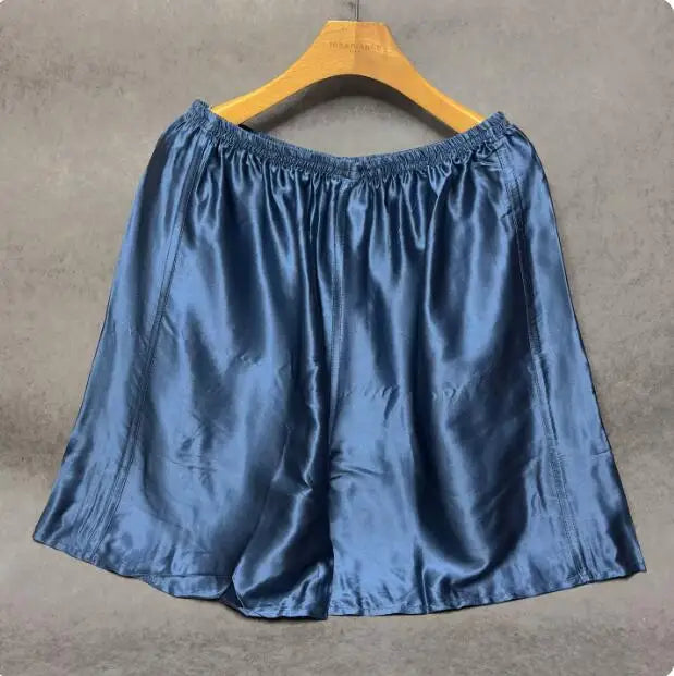 100% Mulberry Silk Men Boxer Underwear Couple Rubber Band Thin Short Home Pants Promotion Woman Can Wear