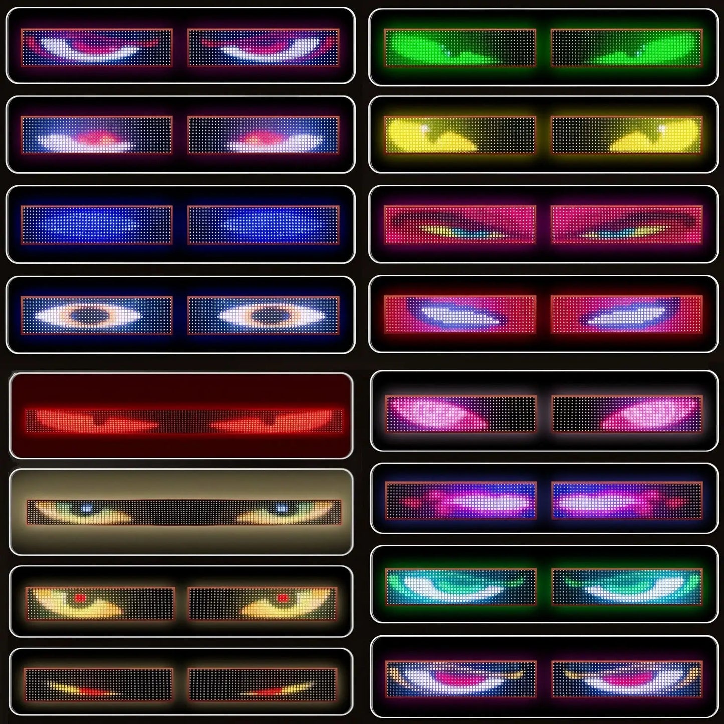 APP Remote Control Truck Devil Eye LED Pixel Panel Light 12-24V DIY Custom Text Lighting Scrolling Foldable For Board Windshield