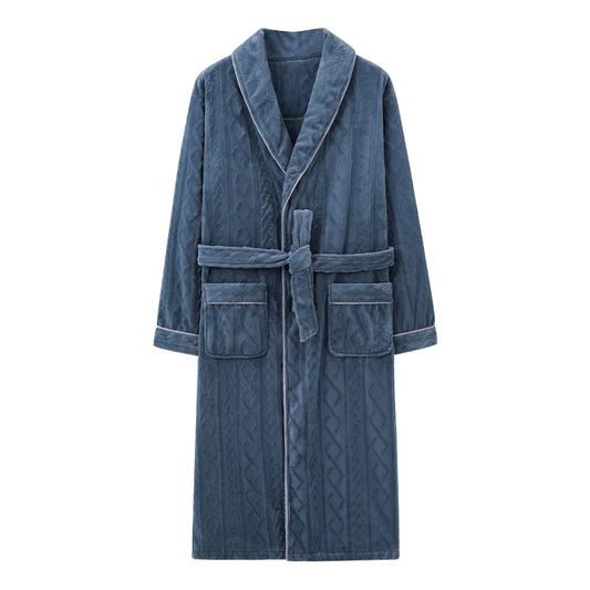 Autumn Winter Bathrobe Men Thick Flannel Sleep Top Kimono Robes For Male Coral Fleece Robes Long Bath Robe Bride Dressing Gown