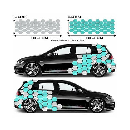 Honeycomb Side Door Back Sticker Fender Car Sticker Universal Hexagon Design Vinyl Stickers Decal Ade Kit