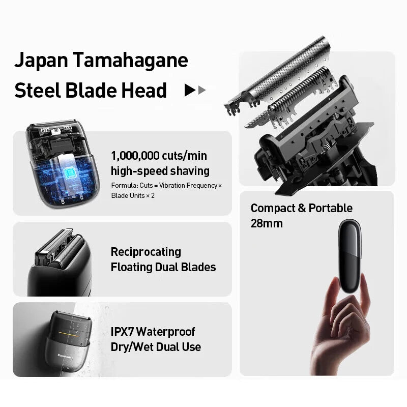 Panasonic Portable Shaver CM20 Wet and Dry Sliding Unlock USB Charging Portable Shaver