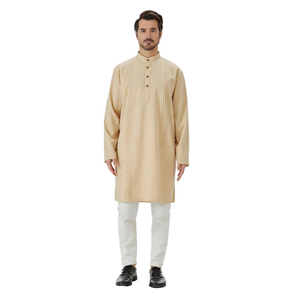 TH851 Men's Muslim Middle Eastern Men Long Sleeves Under-Knee Length Solid Color Stand Collar Robe Arab Male Jubba Thobe