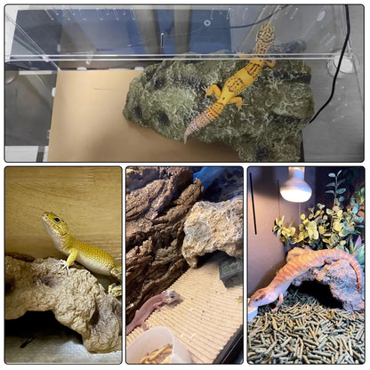 Reptile Rock Hide Cave Resin Turtle Basking Platform Shelter for Lizard hideout Reptile bearded dragon Amphibian Terrarium