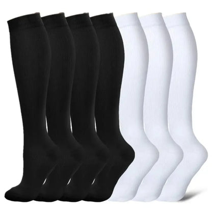 3/6/7 Pairs Compression Socks Women Medical Edema Running Socks Men Knee Length Cycling Socks  Football Basketball Outdoor trave