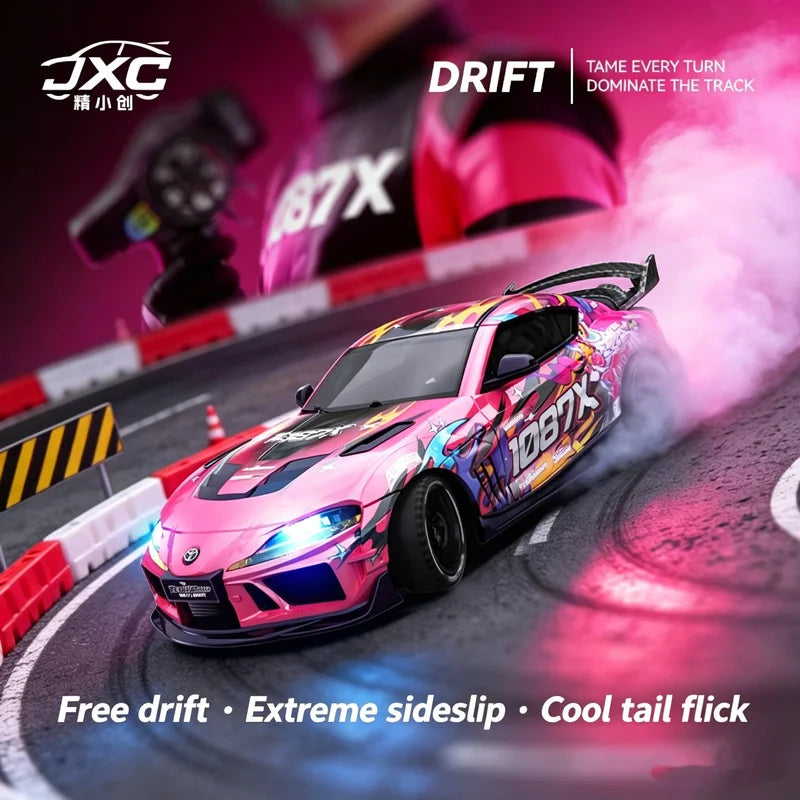 New 1:43 RC Drift Car, 2.4G Four-wheel Drive, with Steering Gyroscope Adjustable Speed Cool Light, JXC SP4301 RC Car Toy Gift