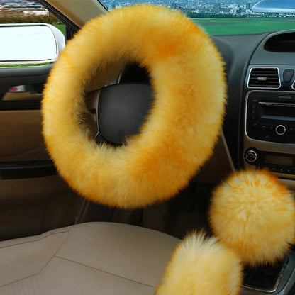 New Car Fluffy Plush Steering Wheel Cover Fashion Winter Warm Fleece Non-slip Handle Gloves Ladies Car Decoration Accessories
