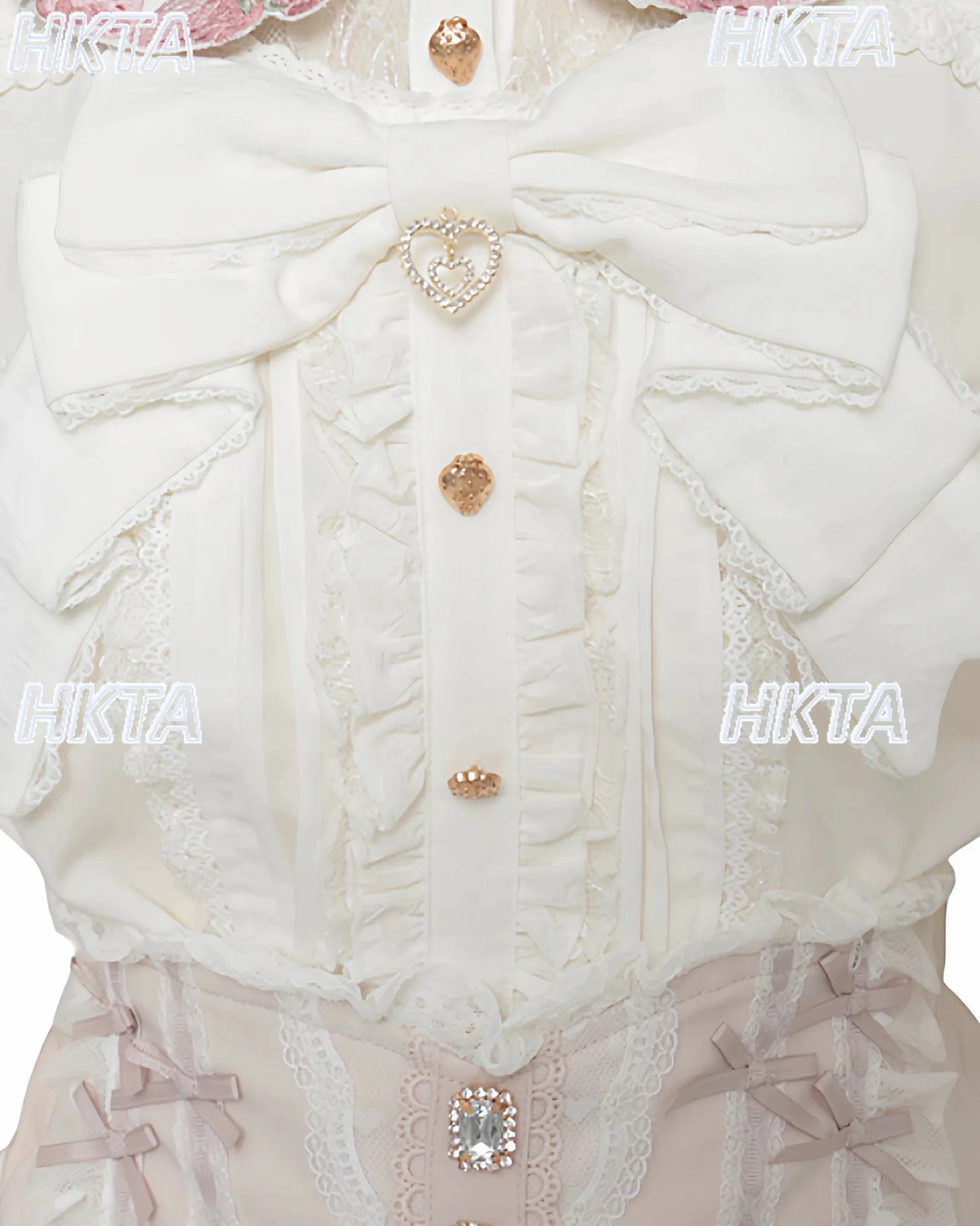 Japanese Mass Produced New Sweet Doll Collar Lolita Strawberry White Shirt Female 2026 Spring Pleated Lace Bow Blouses Top Women