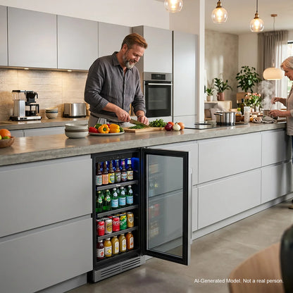 Embedded with Built-in Beverage Refrigerator Cooler 60 Cans with Glass Door for Soda Beer Wine