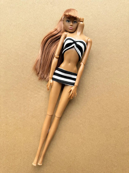 1/6 Scale Multi-jointed Fashion Doll Heads with Bangs Pony Tail Super White Beige Dark Brown Skin Tone PP Doll Figures for Colle