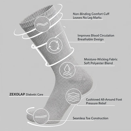 Men's Diabetic Socks Non‑Binding Top Loose Cuff, Seamless Breathable Comfort Socks for Swollen Feet & Blood Circulation Support