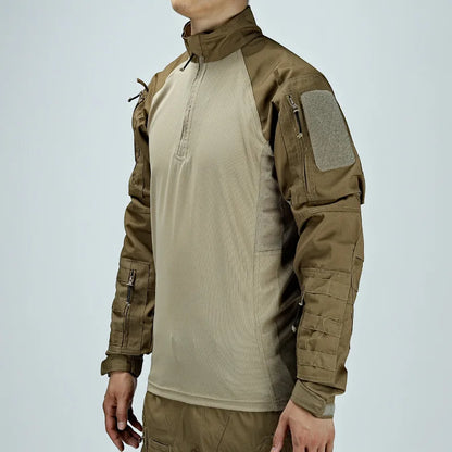 2024 Causal Men Tactical Shirts Long Sleeve Pullover Zip Shirt Breathable Outdoor Hunting Hiking Training Clothes Plus Size 4XL